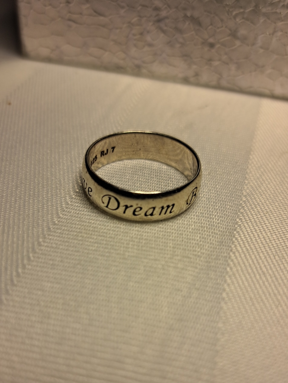 Engraved 'Love Dream Believe ' Sterling Band